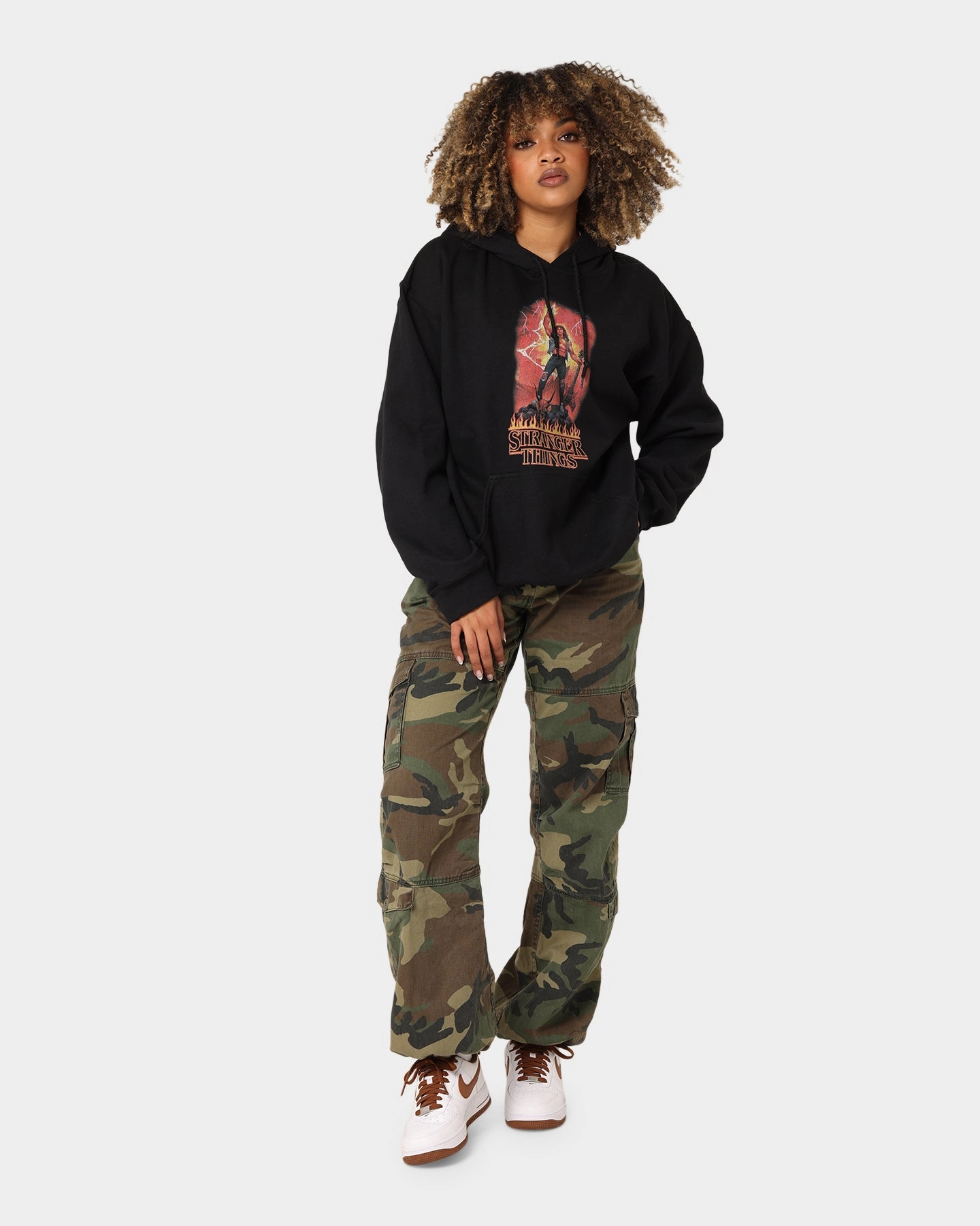 business people Goat Crew X Stranger Things Metal Hoodie Black