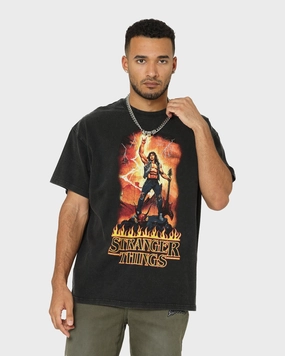 Goat Crew X Stranger Things Metal Vintage T-Shirt Vintage Black Active Wearable Fresh Vibes