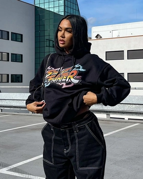 Insulated Jacket Outdoor Function Goat Crew X Street Fighter Chun Li Hoodie Black