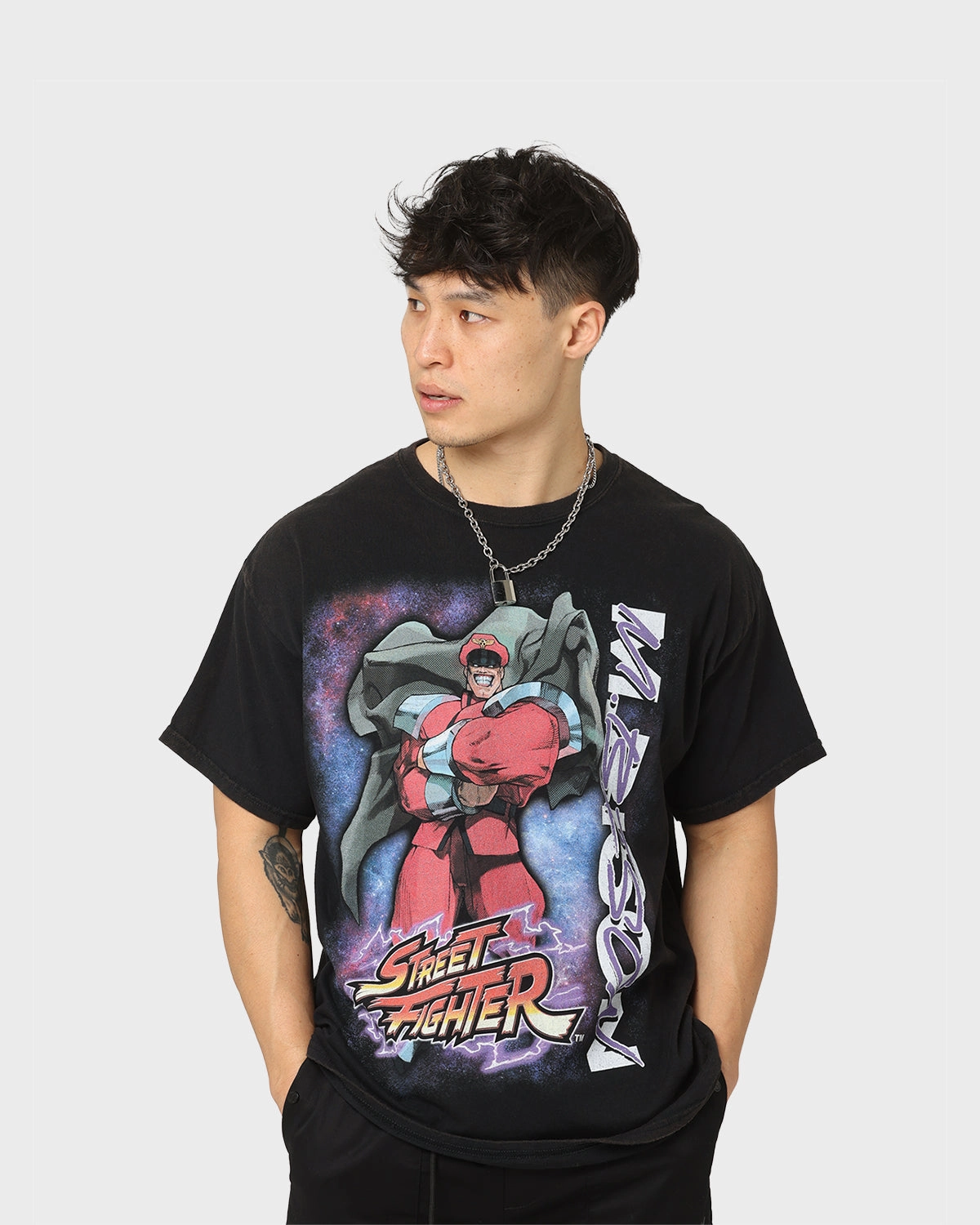 Goat Crew X Street Fighter M. Bison Vintage T-Shirt Black Wash Fashionable Ease