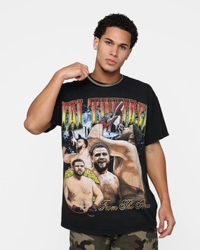Flexible Collar men's clothing Goat Crew X Tai Tuivasa From The Area Goat Crew X Tai Tuivasa From The Area Vintage T-Shirt Black Wash