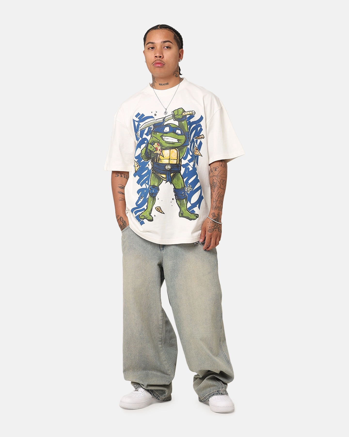 Goat Crew X Teenage Mutant Ninja Turtles Leonardo X Sofles Vintage T-Shirt Off White Summer Style