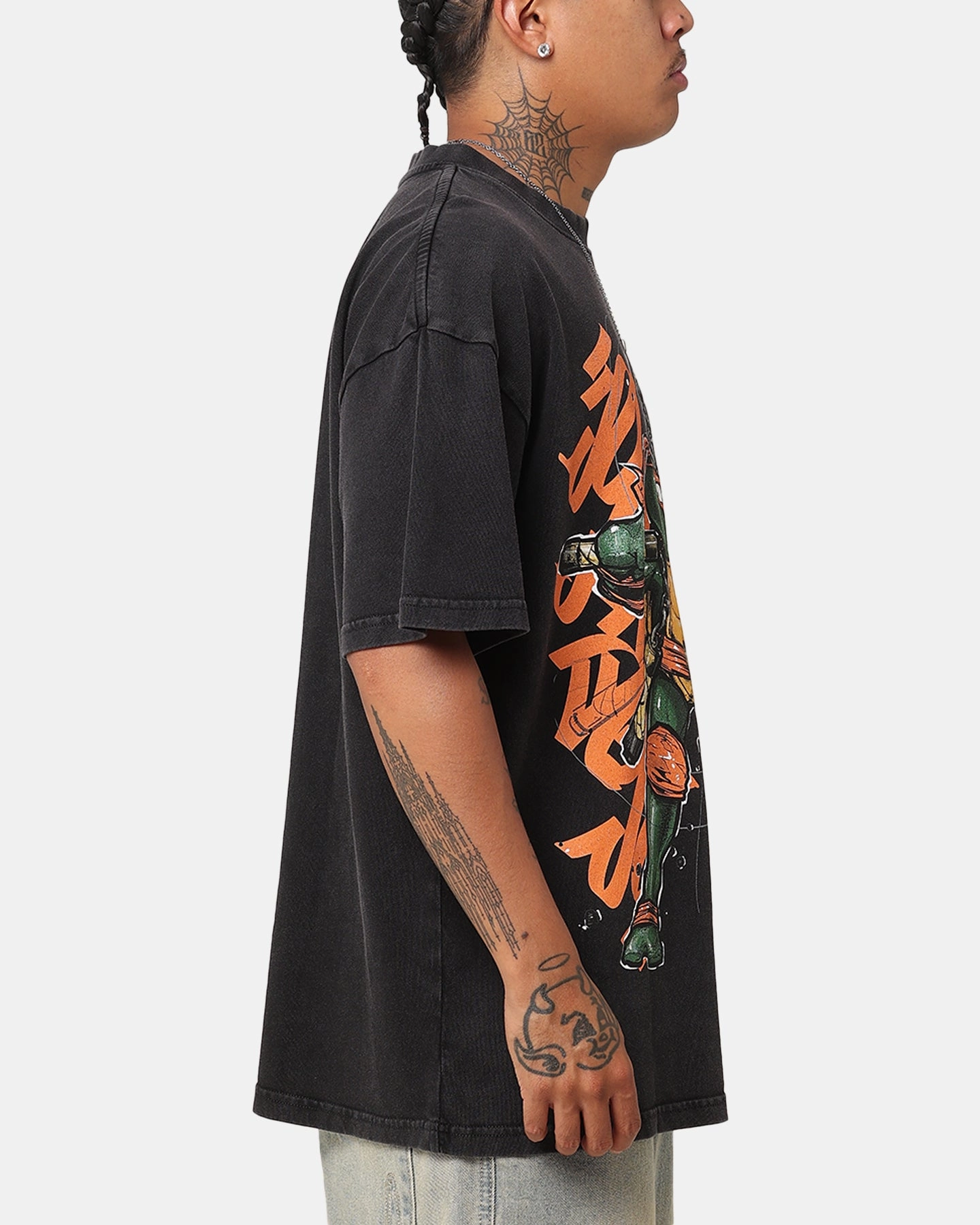 Ultimate Fit Goat Crew X Teenage Mutant Ninja Turtles Michelangelo X Sofles Vintage T-Shirt Black Acidwash