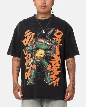 Soft Layering Goat Crew X Teenage Mutant Ninja Turtles Michelangelo X Sofles Vintage T-Shirt Black Acidwash