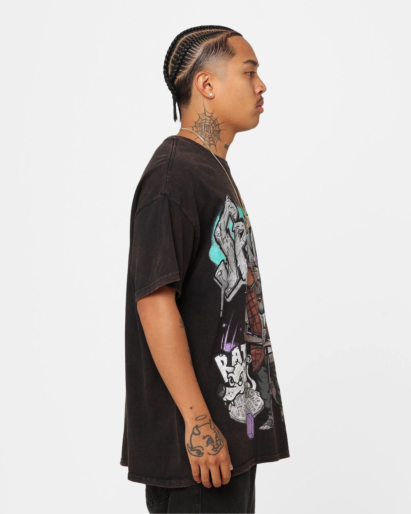kids' Thermoregulating Fabric Goat Crew X Teenage Mutant Ninja Turtles Splinter Vintage T-Shirt Black Wash