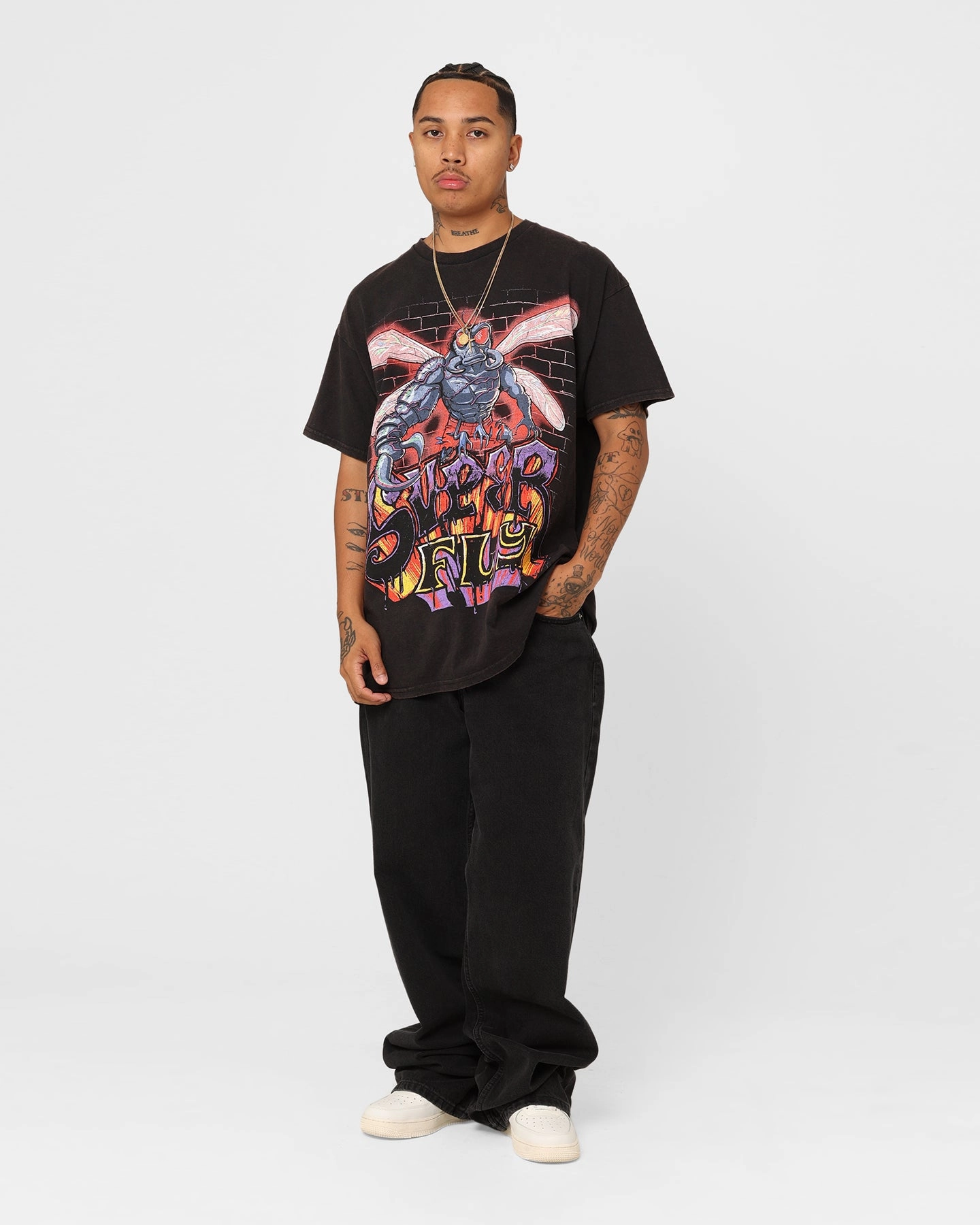 Goat Crew X Teenage Mutant Ninja Turtles Superfly Vintage T-Shirt Black Wash Non Iron Fabric