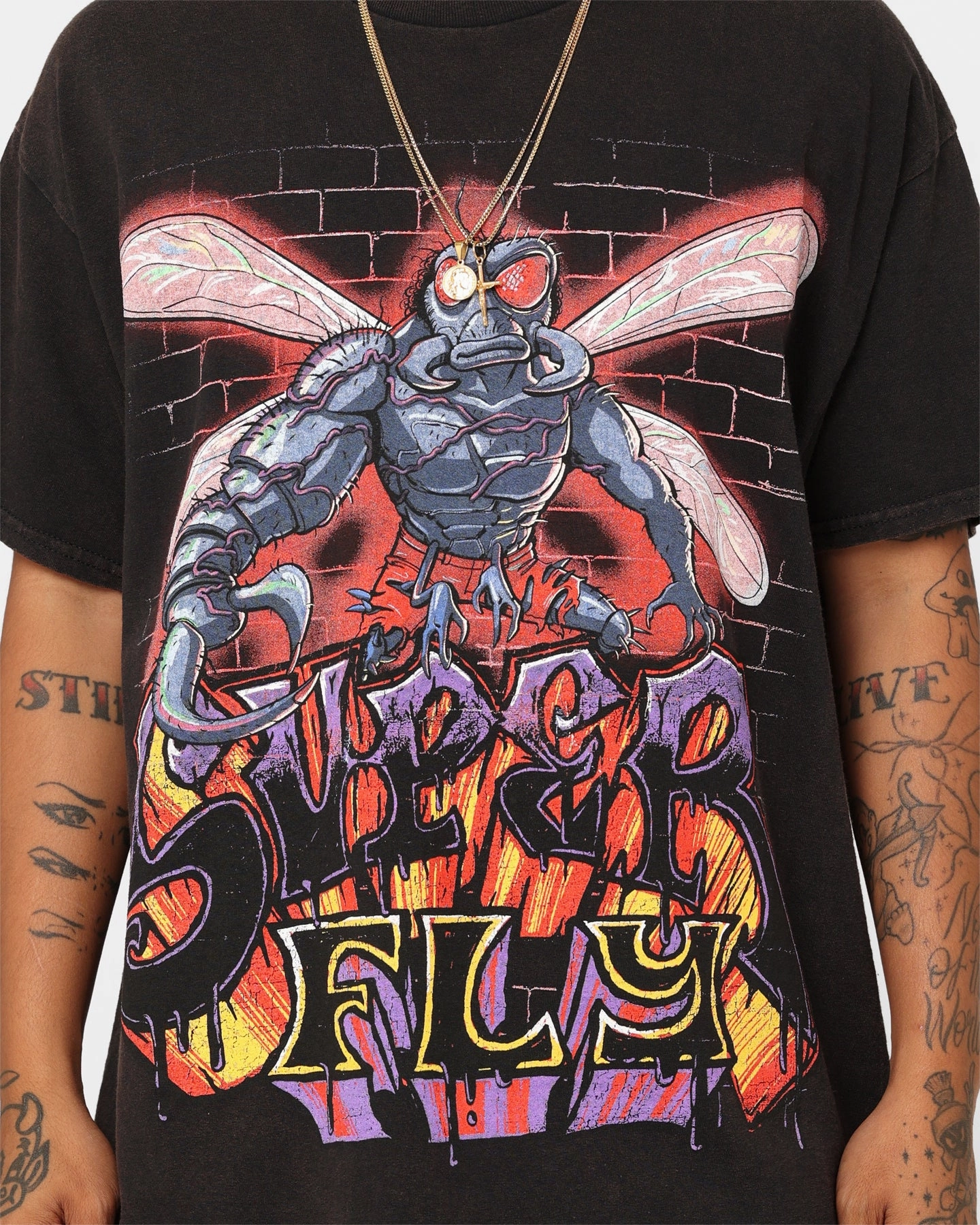 Goat Crew X Teenage Mutant Ninja Turtles Superfly Vintage T-Shirt Black Wash Floral Pattern