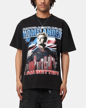 Goat Crew X The Boys Homelander Vintage T-Shirt Black Acidwash Minimalist Look