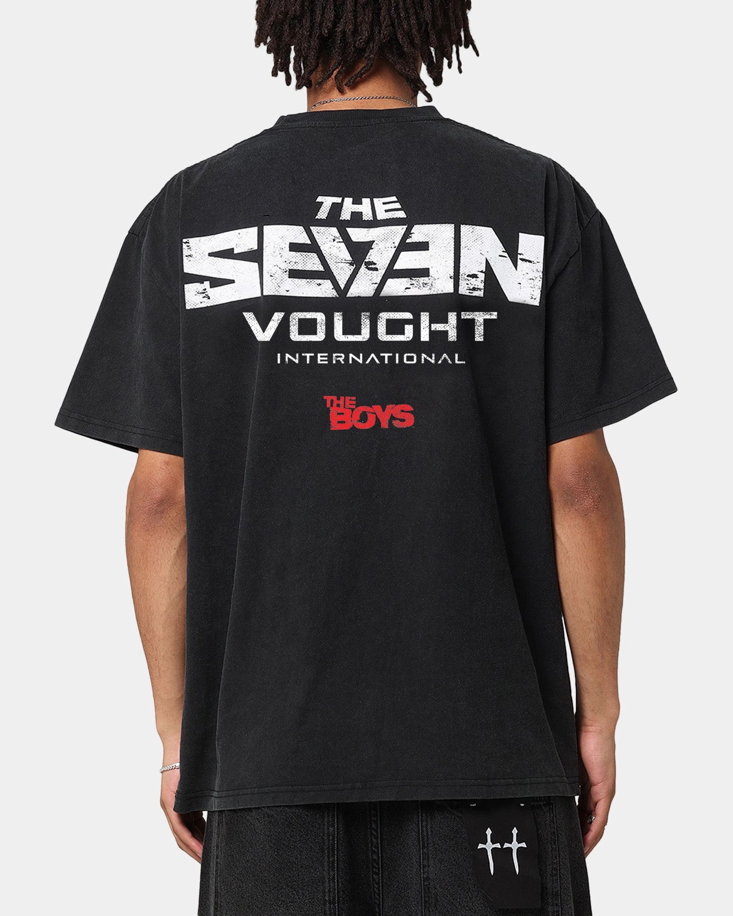 Goat Crew X The Boys The Seven Vought Vintage T-Shirt Black Acidwash sports activity Soft and Lightweight