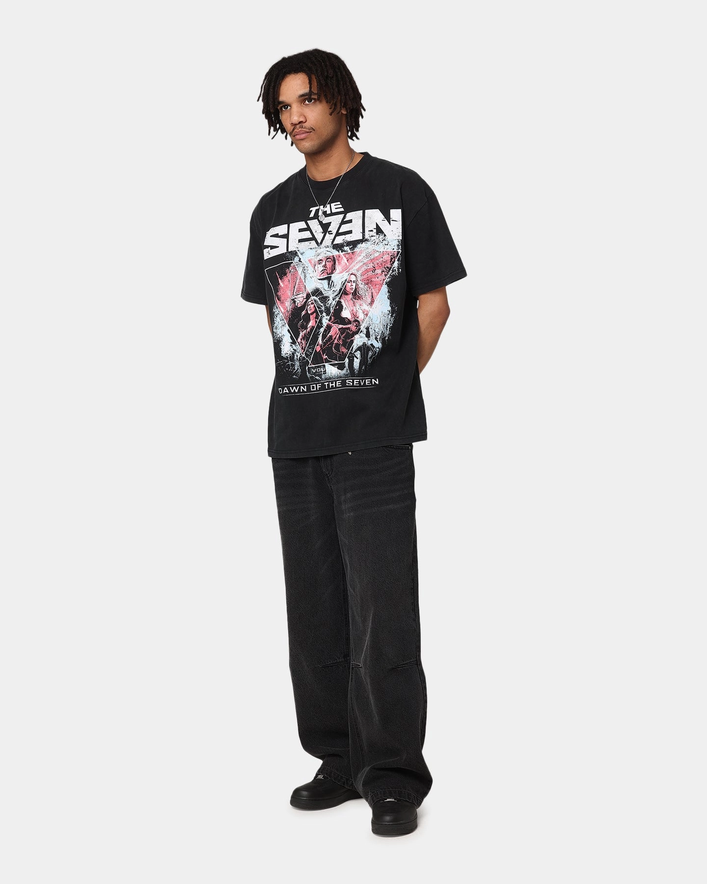 Goat Crew X The Boys The Seven Vought Vintage T-Shirt Black Acidwash Bohemian Quick Comfort