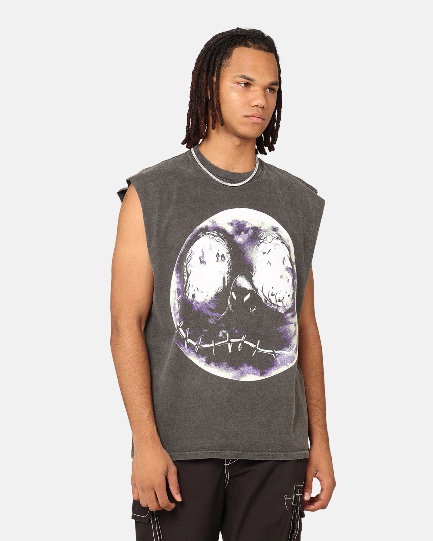 Goat Crew X The Nightmare Before Christmas Jack Skellington Heavyweight Vintage Muscle T-Shirt Black Wash Classic Fit Soft Brushed Finish