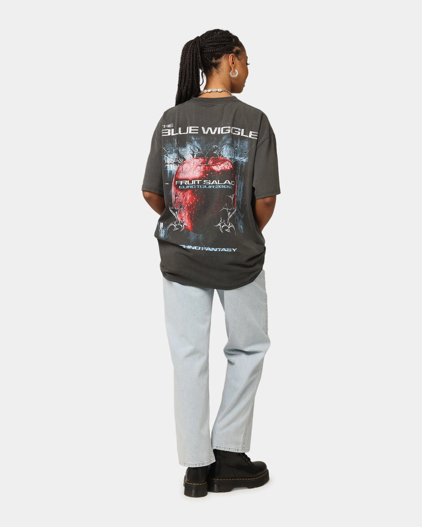 NonIrritating Fabric Goat Crew X The Wiggles Blue Wiggle Heavy T-Shirt Black Wash