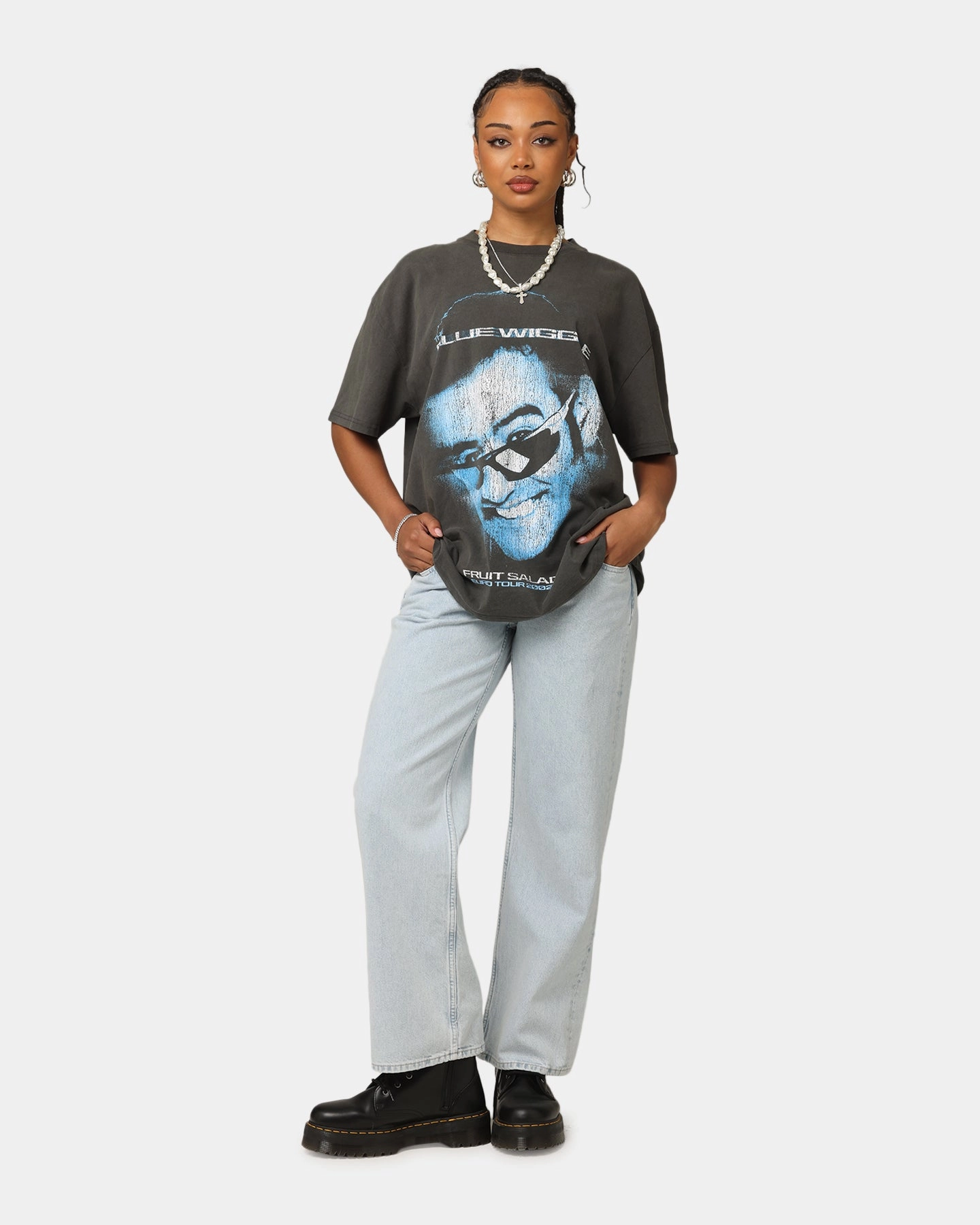 Goat Crew X The Wiggles Blue Wiggle Heavy T-Shirt Black Wash tall size City Fashion