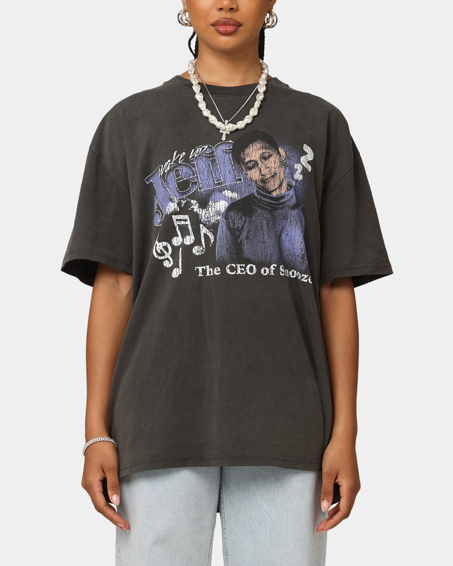 Urban Casual Wrinkle Resistant Finish Goat Crew X The Wiggles Wake Up Jeff Heavy T-Shirt Black Wash
