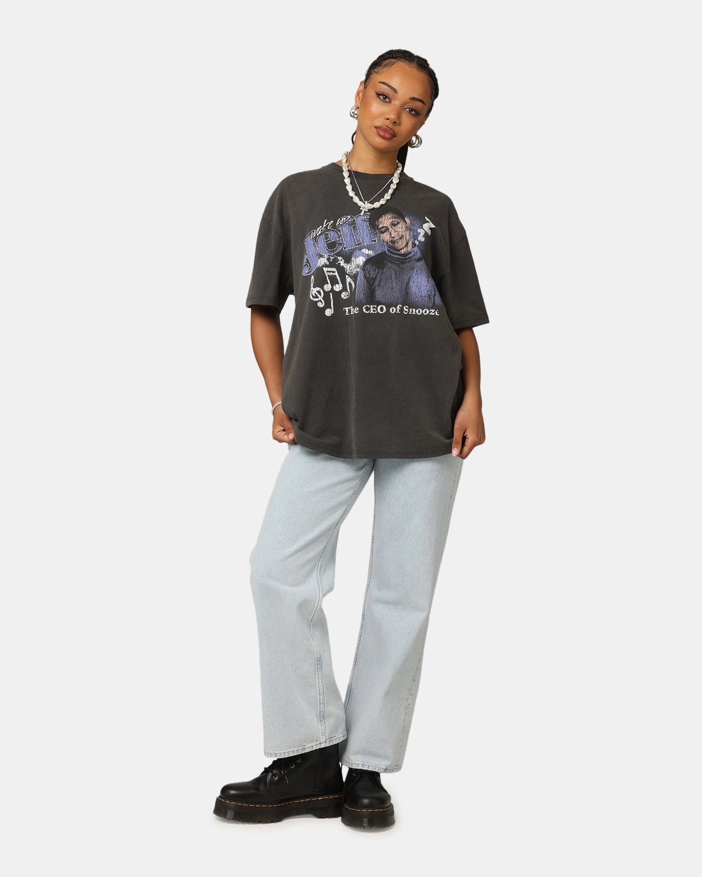 Non Fading Material Ultimate Comfort Goat Crew X The Wiggles Wake Up Jeff Heavy T-Shirt Black Wash