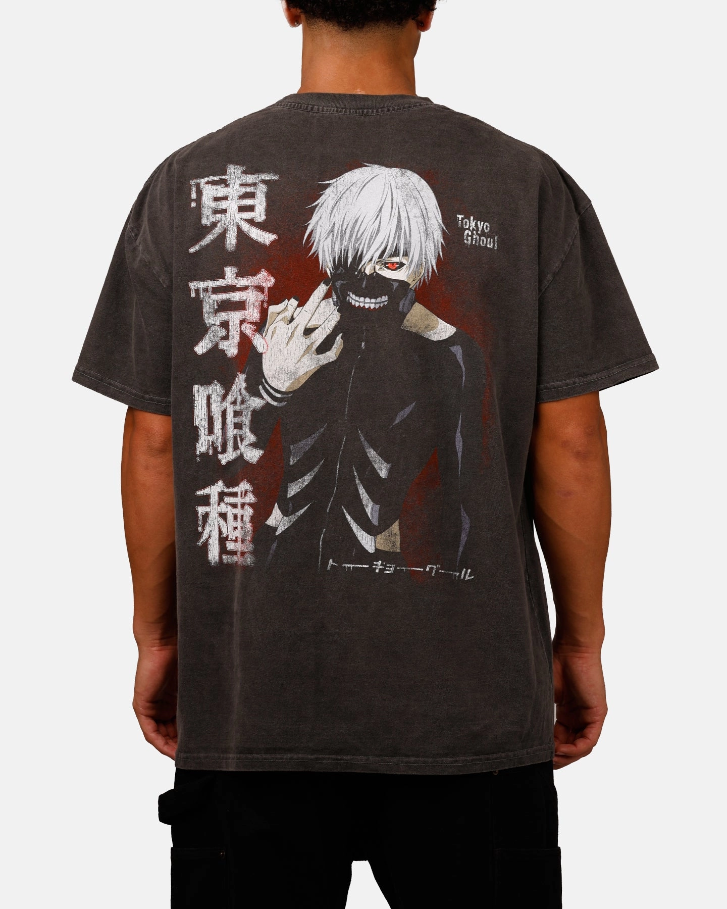 Goat Crew X Tokyo Ghoul Kaneki Vintage T-Shirt Black Acidwash Vegan