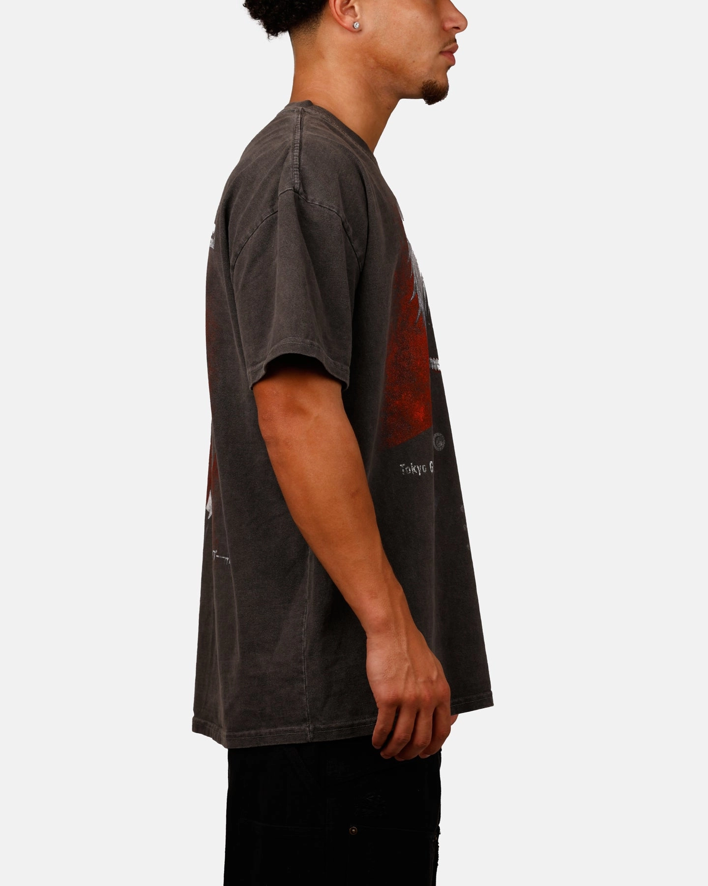 Daily Favorite Animal Print Goat Crew X Tokyo Ghoul Kaneki Vintage T-Shirt Black Acidwash
