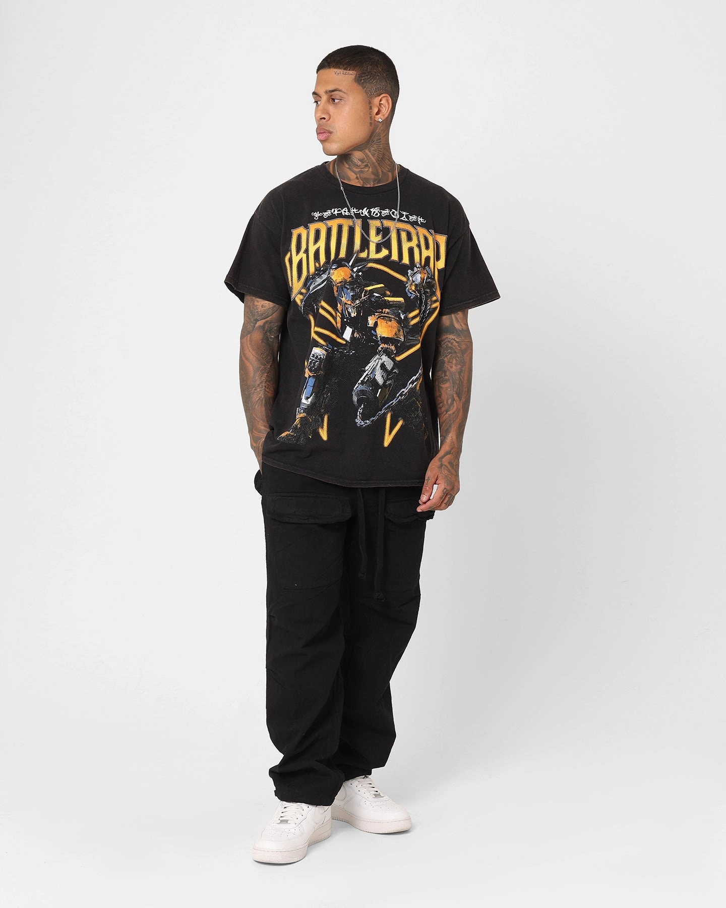 Goat Crew X Transformers Battletrap Vintage T-Shirt Black Wash Cashmere combination