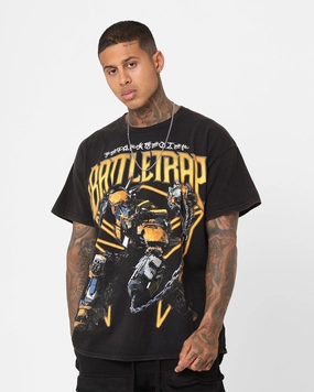Goat Crew X Transformers Battletrap Vintage T-Shirt Black Wash StretchReinforcedArmholes Self Fabric Tape
