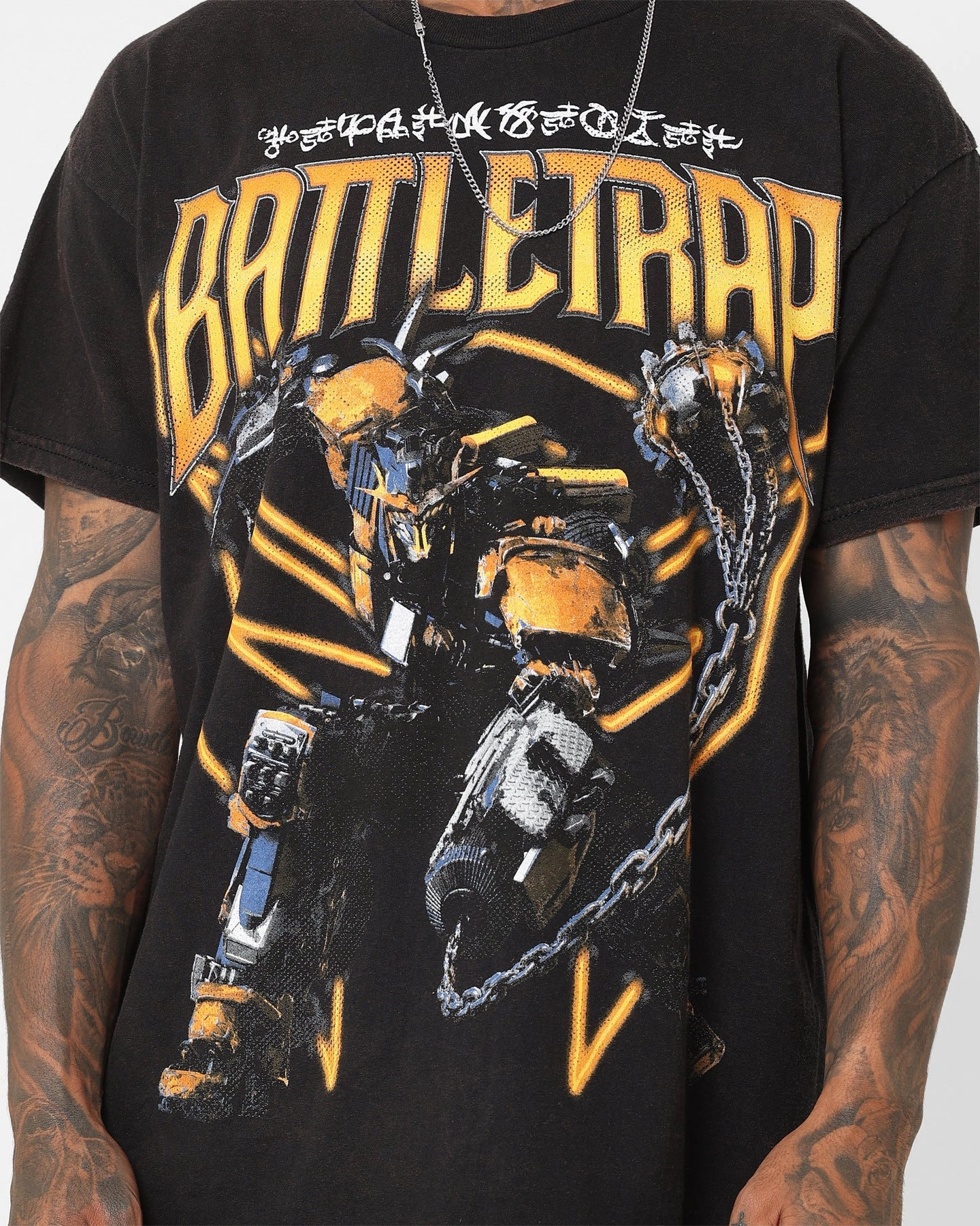 Trendy Look Goat Crew X Transformers Battletrap Vintage T-Shirt Black Wash