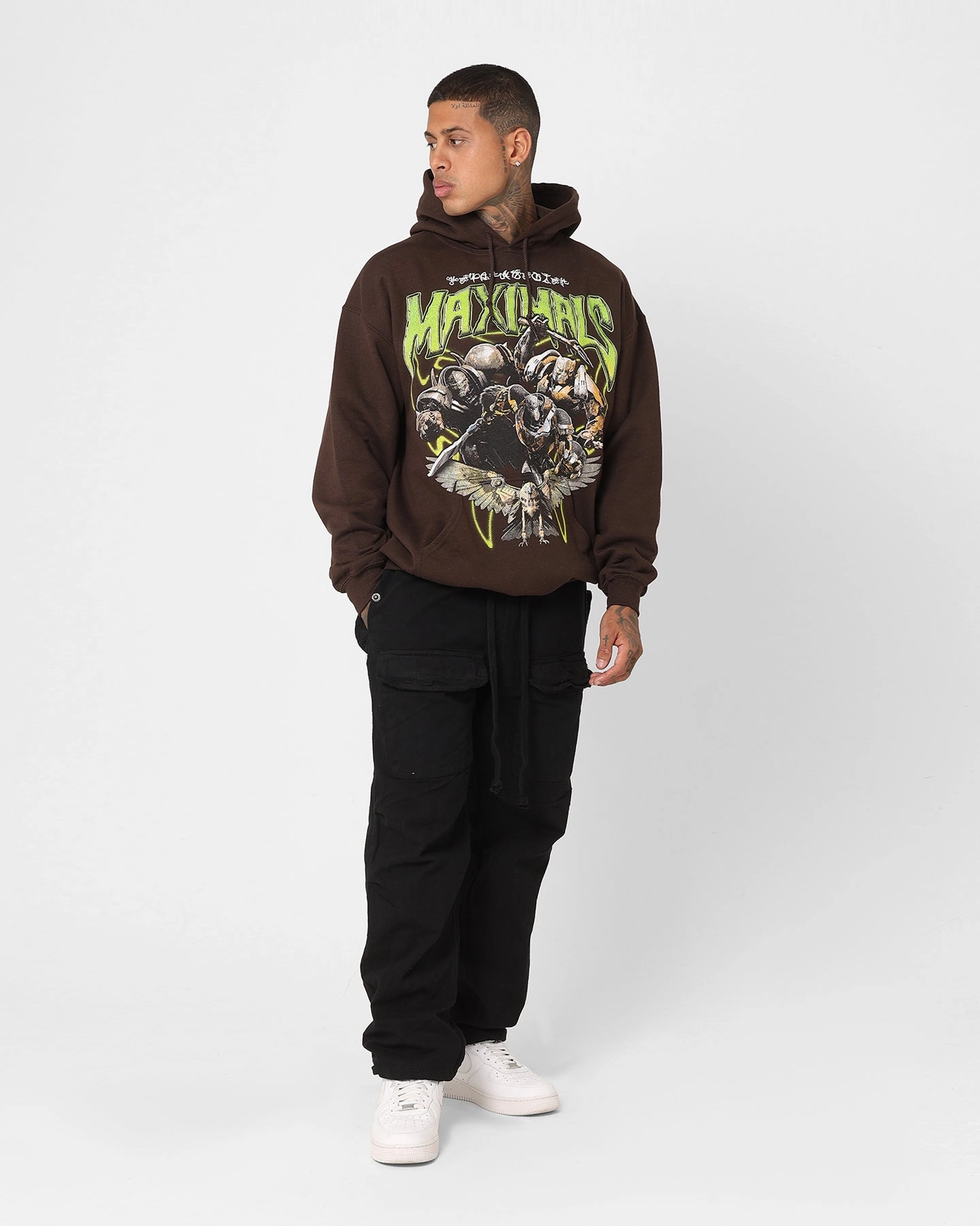 Goat Crew X Transformers Maximals Vintage Hoodie Brown Wash Kindness Authorize