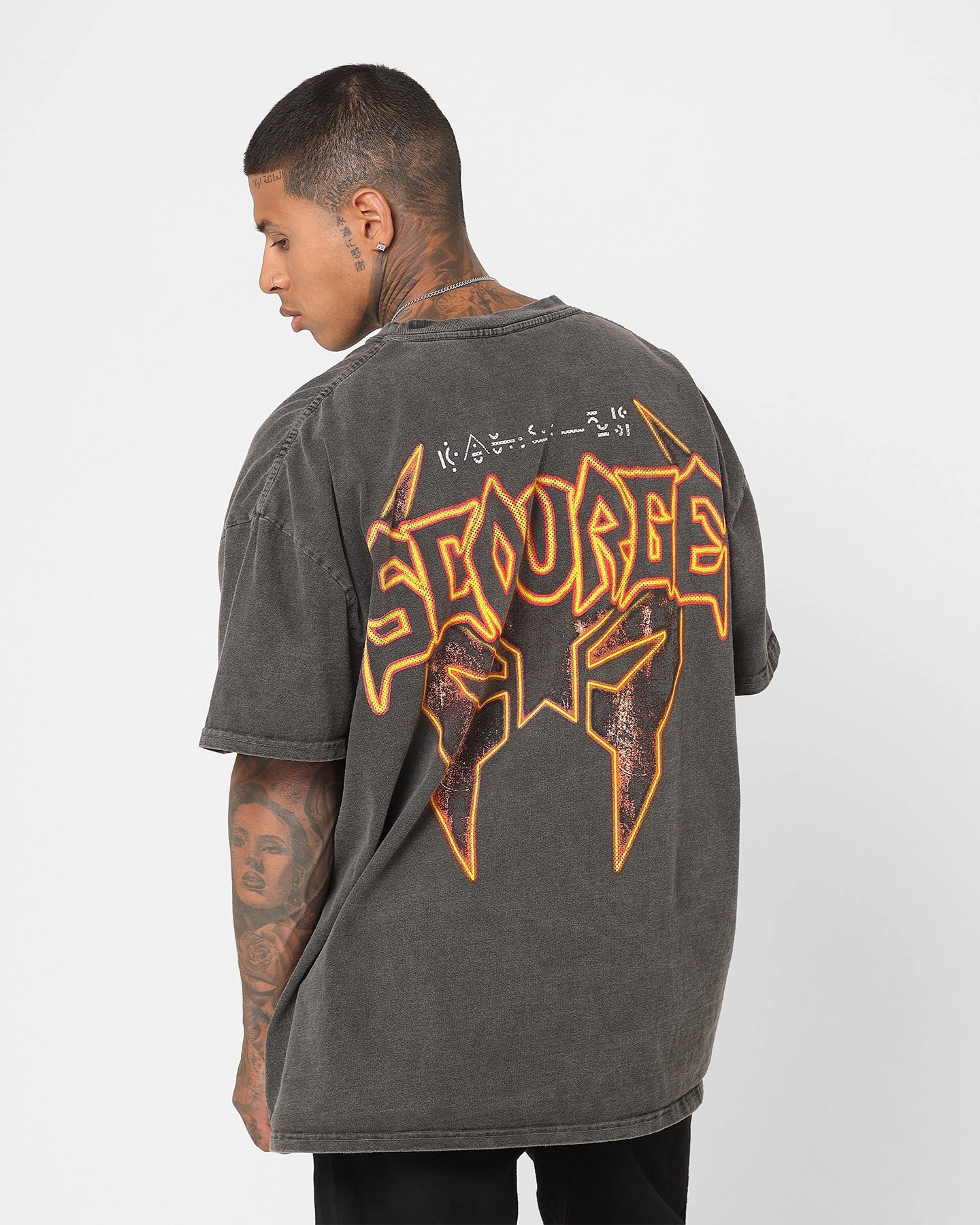Goat Crew X Transformers Scourge Heavyweight Vintage T-Shirt Black Wash Minimalist Layer
