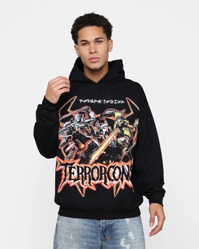 Multipanel Construction Packable Feature Goat Crew X Transformers Terrorcons Hoodie Black