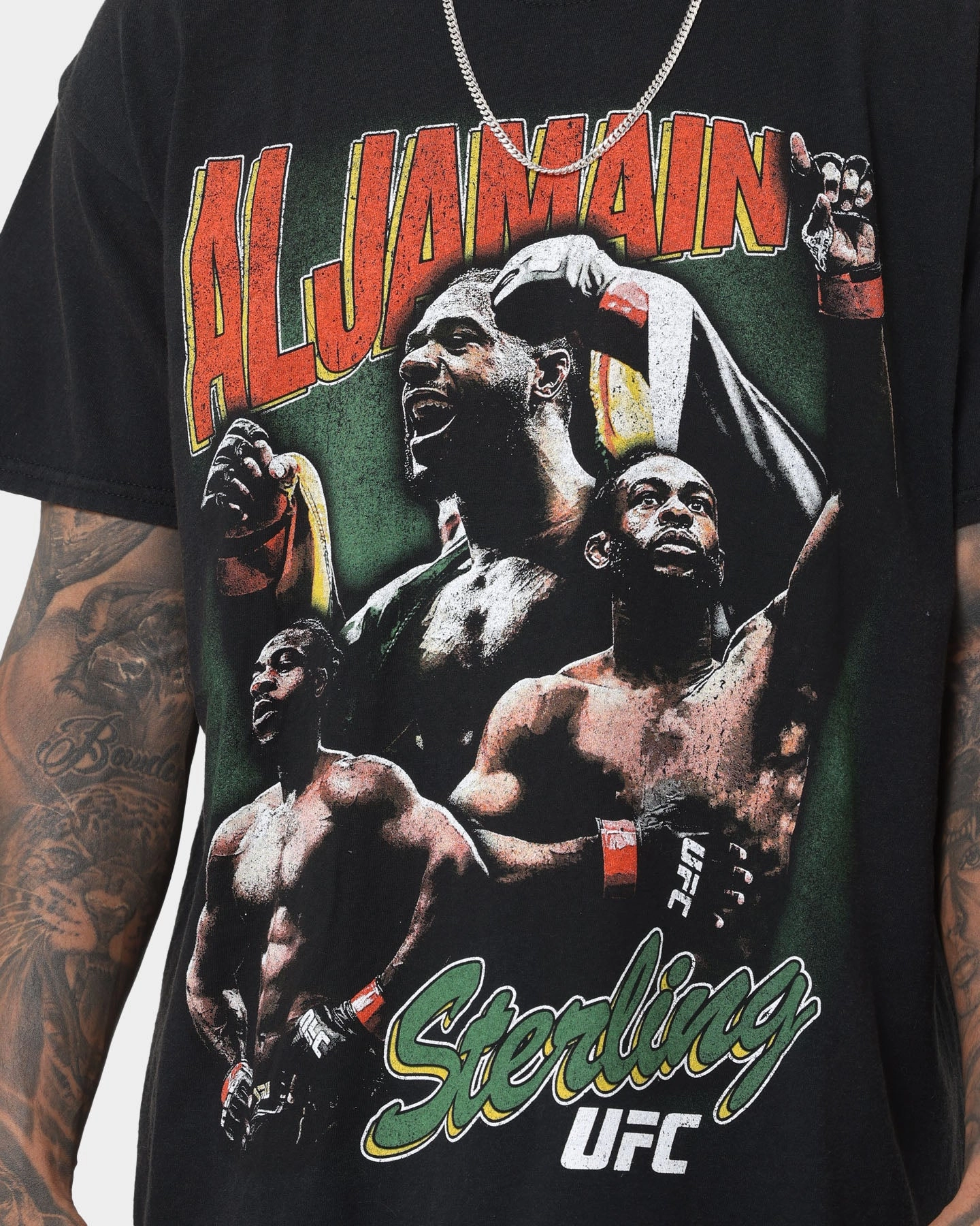 Elderly clothing Cozy Vibe Wear Goat Crew X UFC Aljamain Sterling Vintage T-Shirt Black Wash