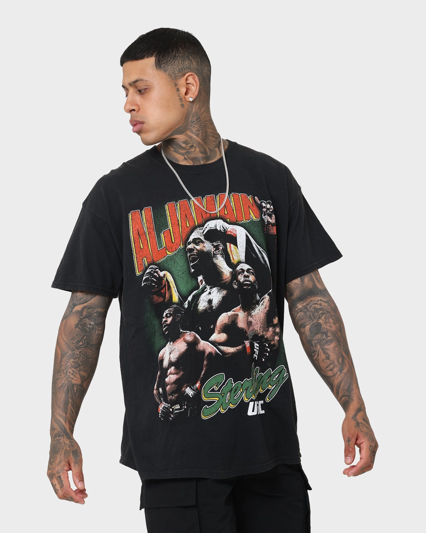 V-Neck Odor-resistant Goat Crew X UFC Aljamain Sterling Vintage T-Shirt Black Wash