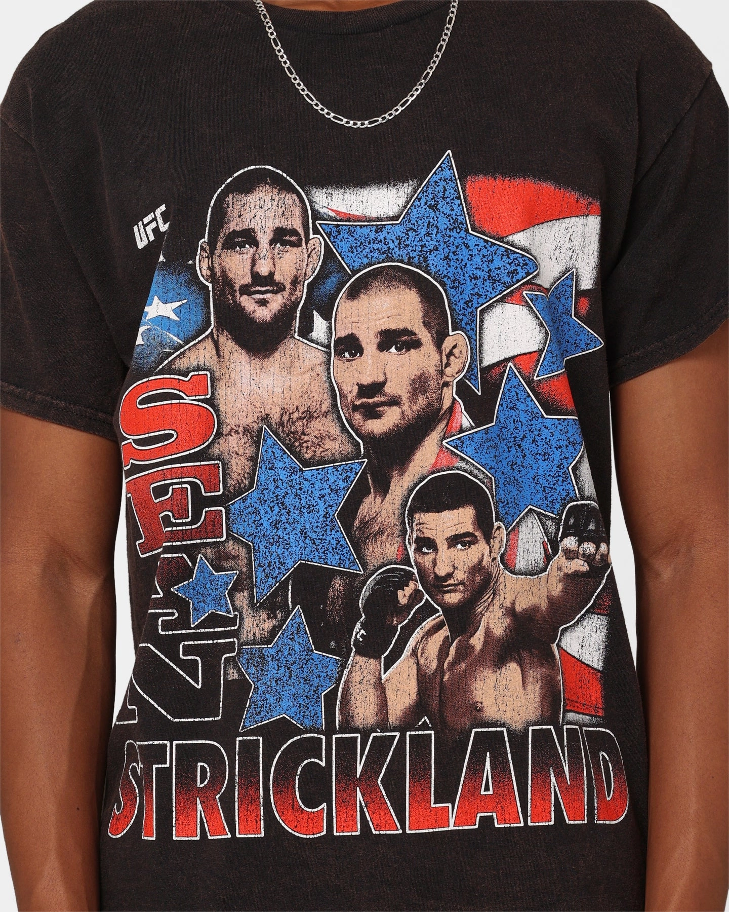 Goat Crew X UFC Sean Strickland Vintage T-Shirt Black Wash Easy Layer Floral Pattern