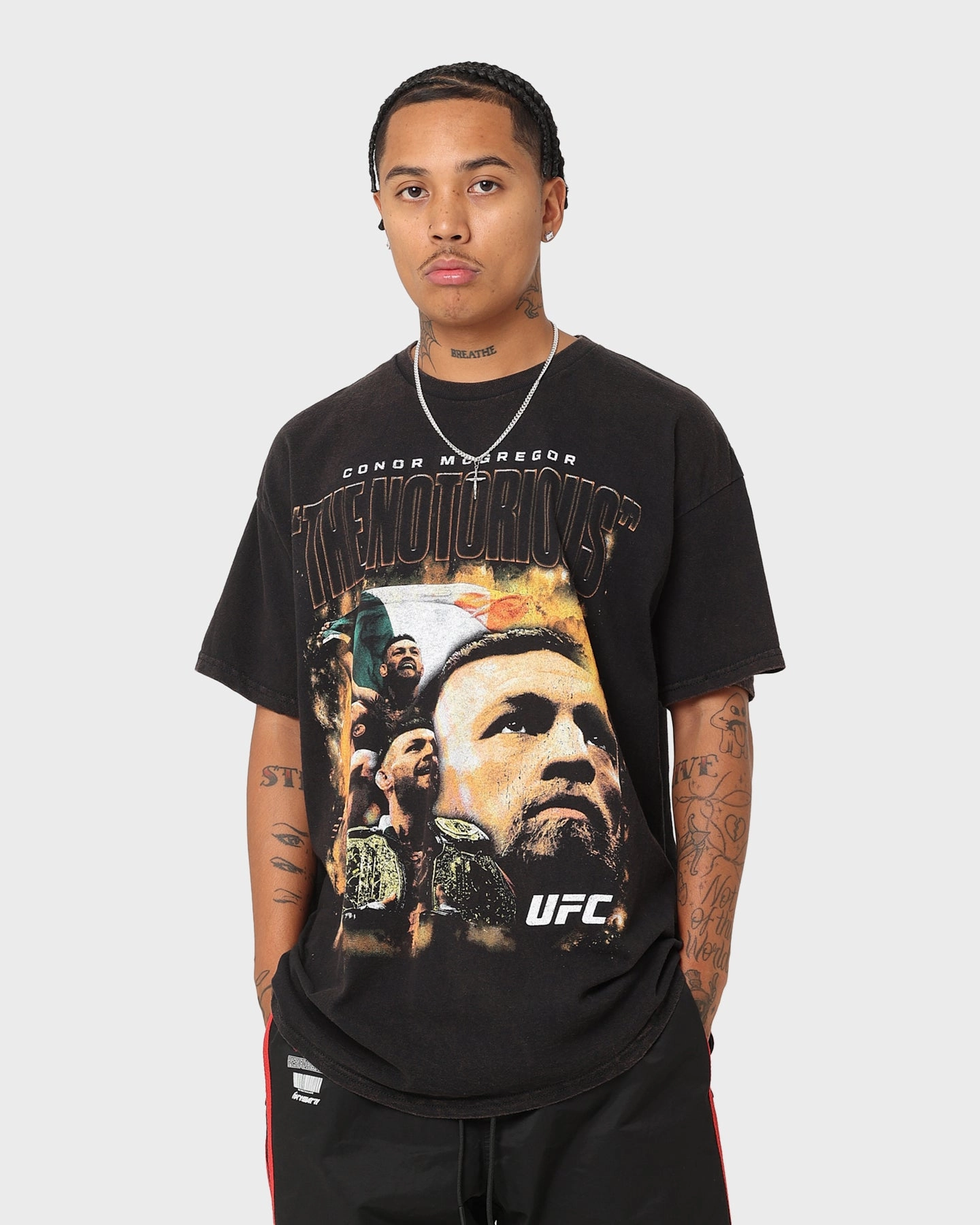 EcoFriendly Dye Drip Dry Fabric Goat Crew X UFC The Notorious Vintage T-Shirt Black Wash