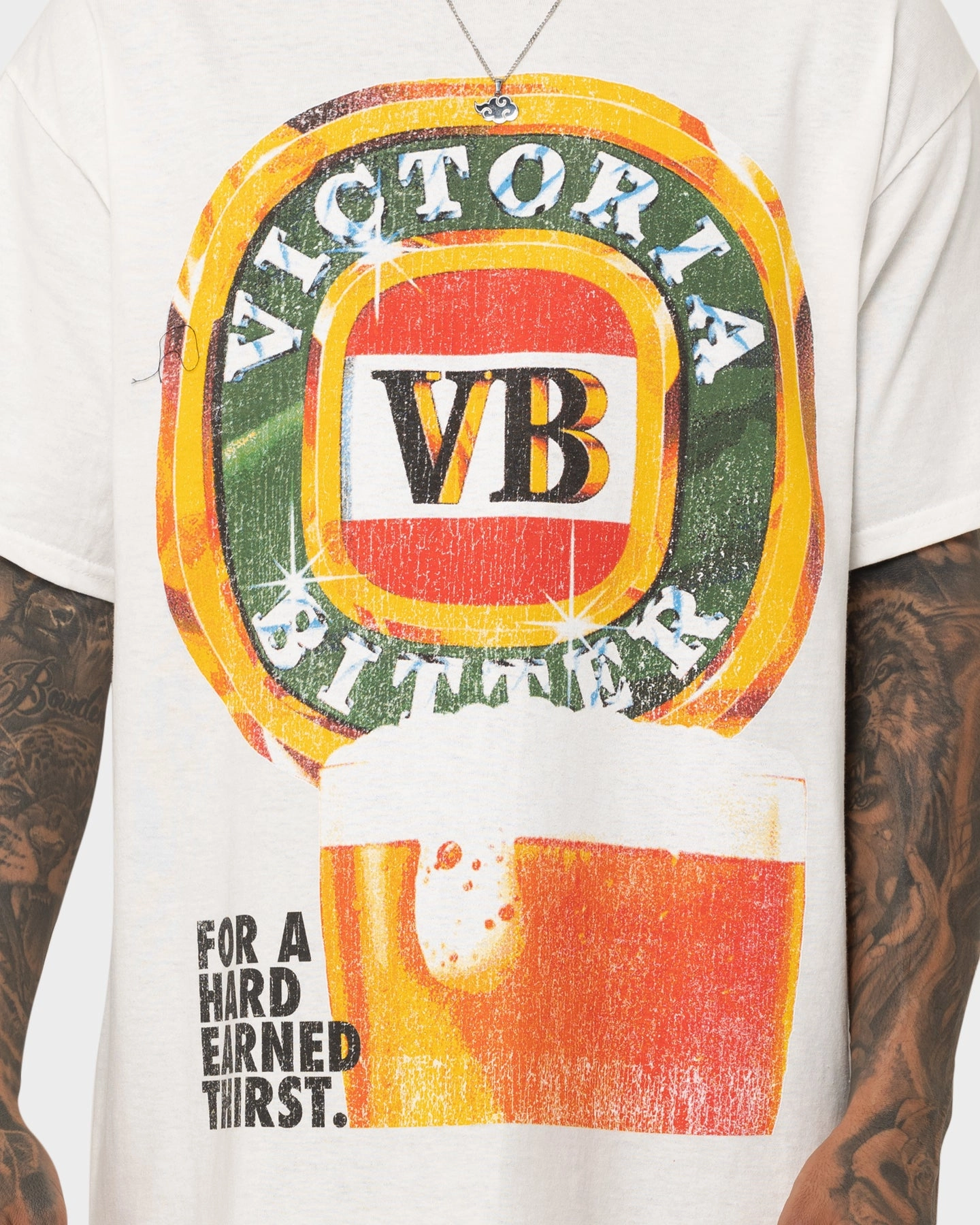 Trendy Fashion Ruffled edges Goat Crew X VB VB Logo T-Shirt White