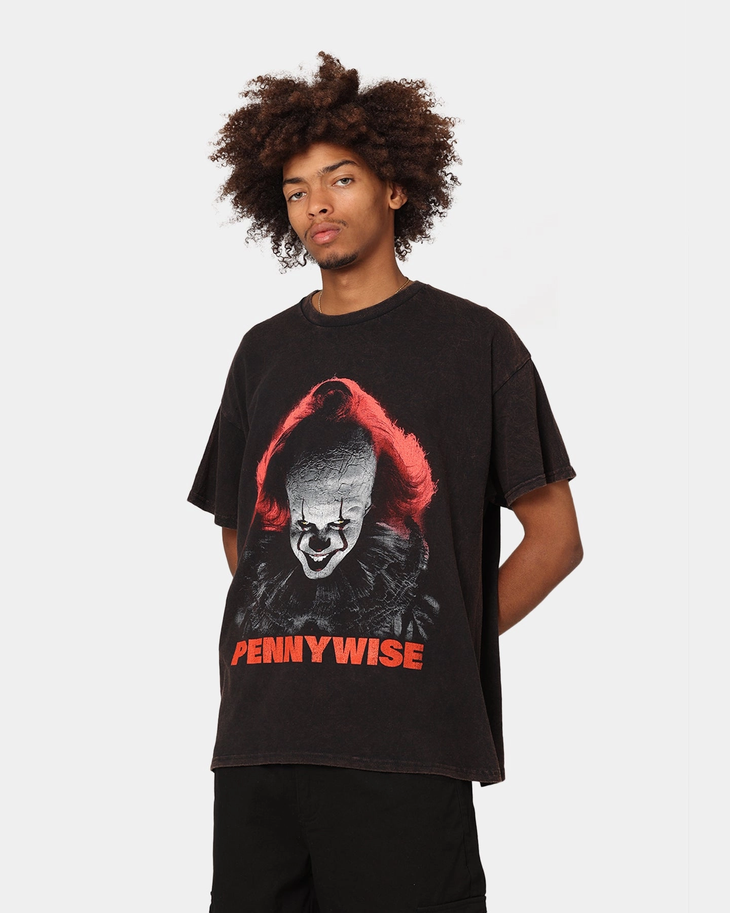 Goat Crew X Warner Bros. Entertainment Pennywise Face Vintage T-Shirt Black Wash Skin Friendly Blends Set In Sleeve