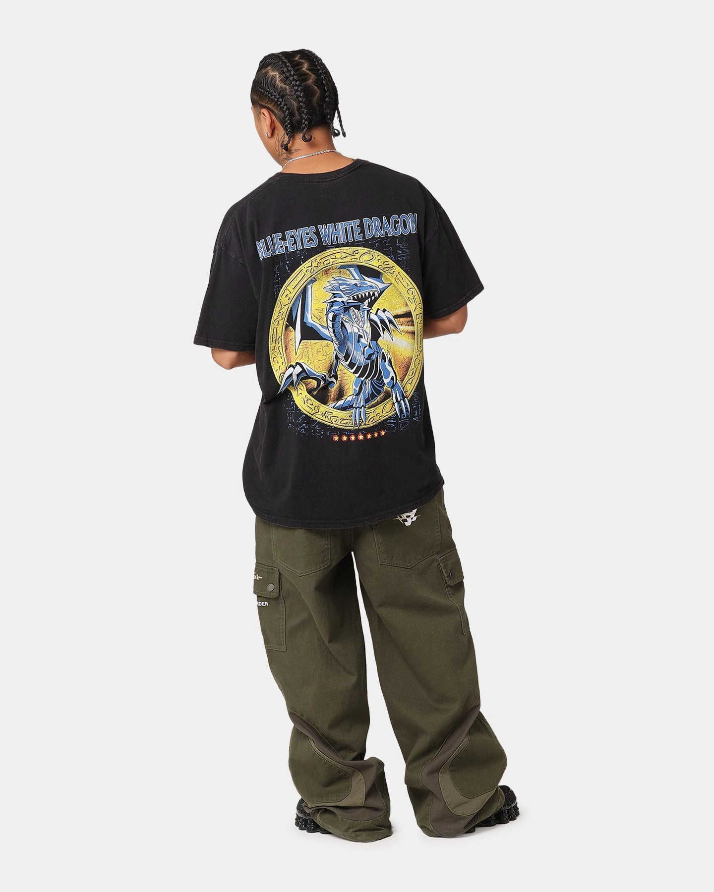 Weekend Smart Look Comfort and Ease Goat Crew X Yu-Gi-Oh! Blue Eyes White Dragon T-Shirt Black Wash