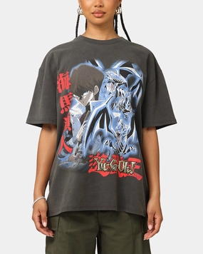 Cross Grain Knit City Smart Look Goat Crew X Yu-Gi-Oh! Kaiba Blue Eyes Heavy T-Shirt Black Wash