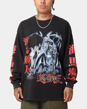 LowImpactDye Minimalist Stitching Goat Crew X Yu-Gi-Oh! Seto Kaiba Long Sleeve T-Shirt Black Wash