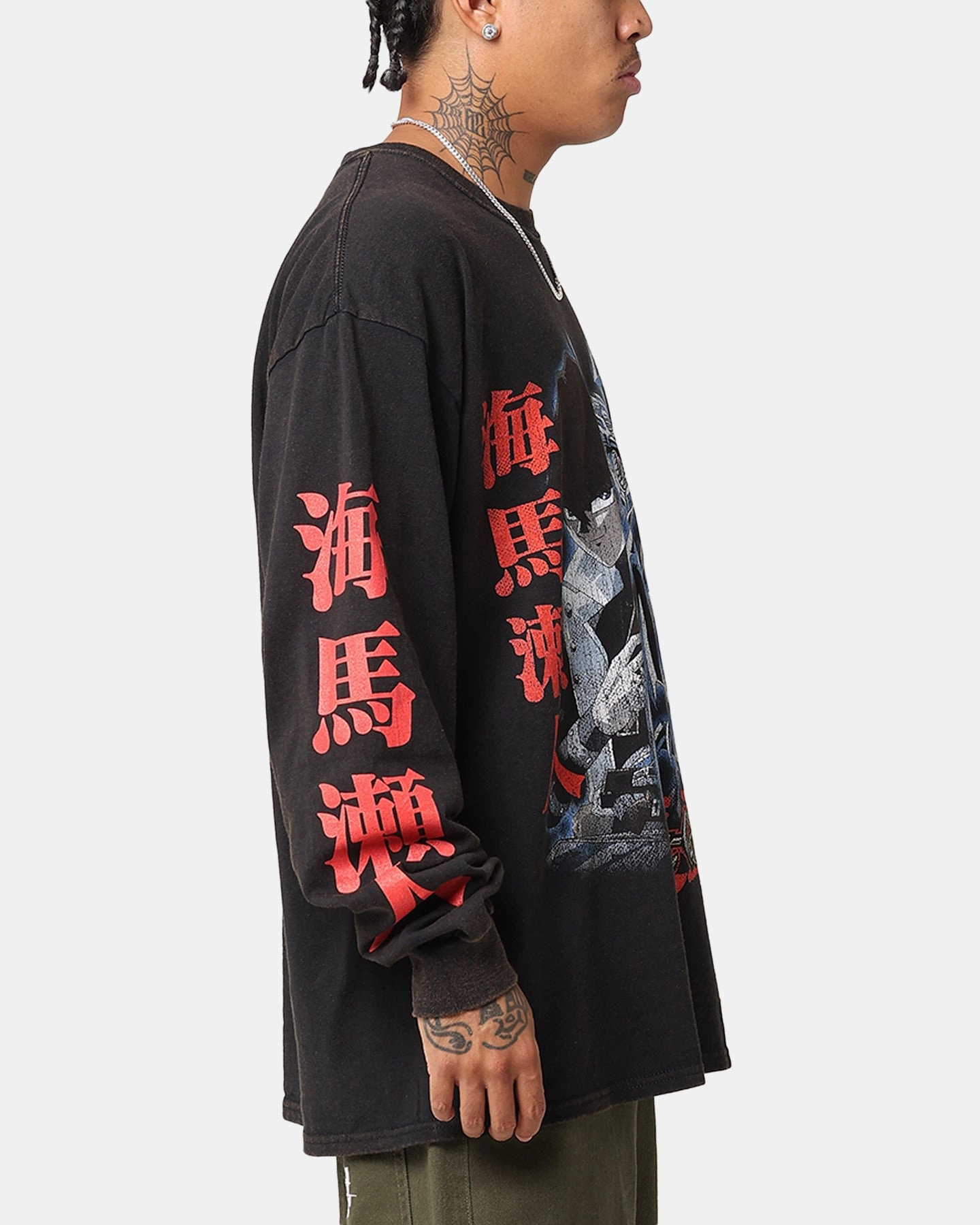 Goat Crew X Yu-Gi-Oh! Seto Kaiba Long Sleeve T-Shirt Black Wash fade resistant color Ribbed Neckline