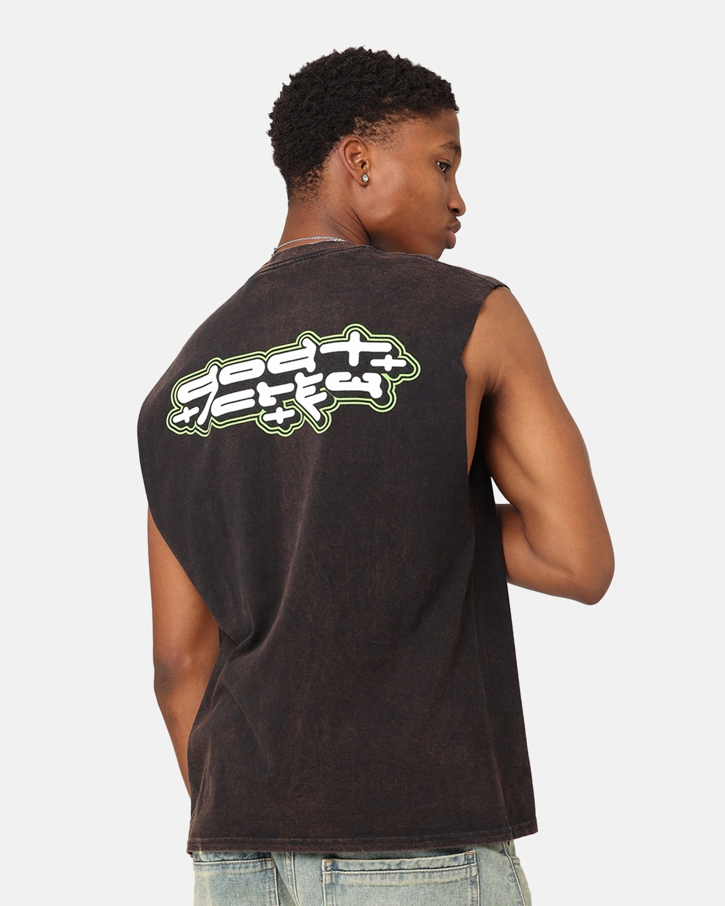 Flexible Shoulder Seams Goat Crew Y2K Ninja Vintage Muscle T-Shirt Black Wash
