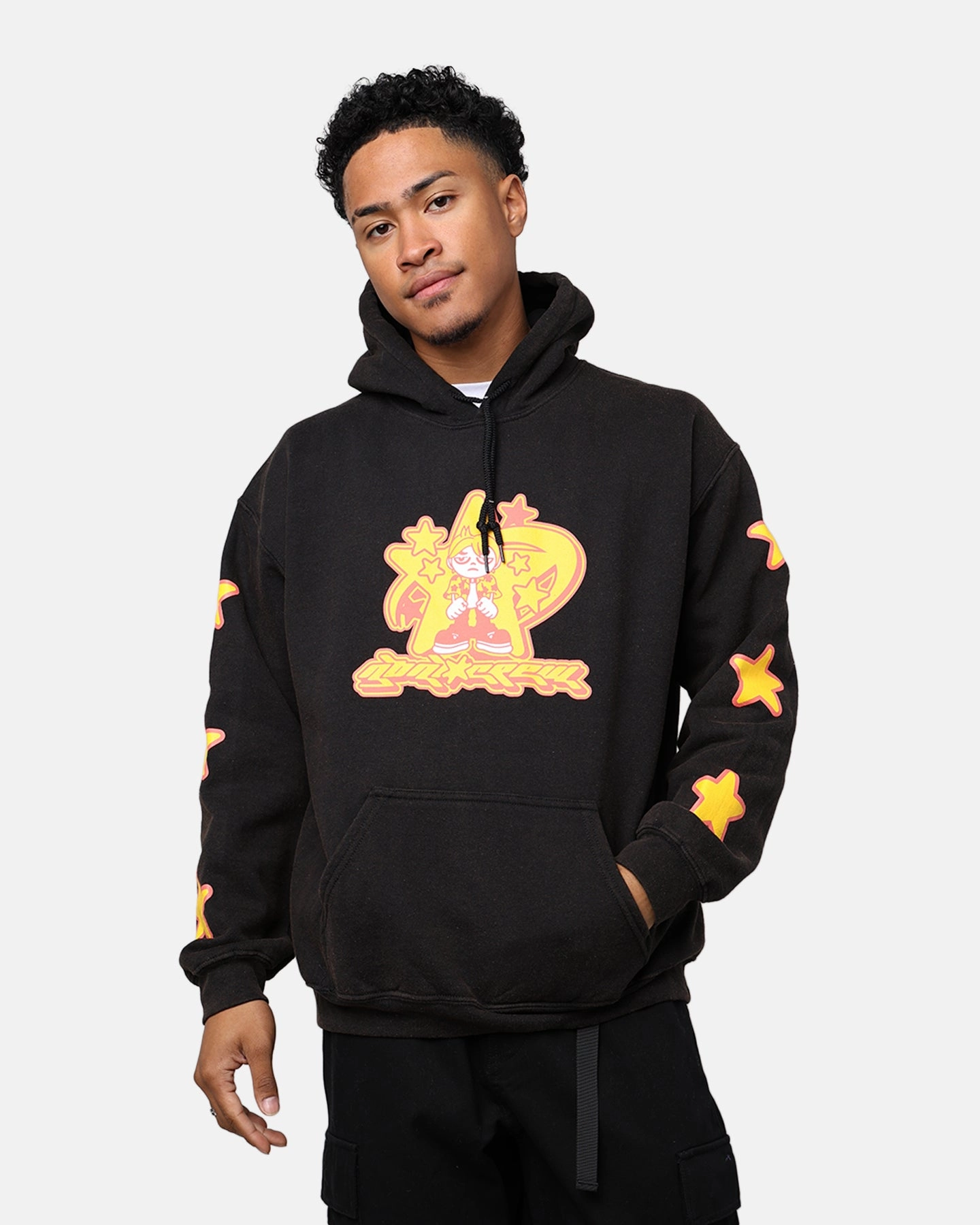 Bravery Taped Zippers Goat Crew Y2K Star Hoodie Black