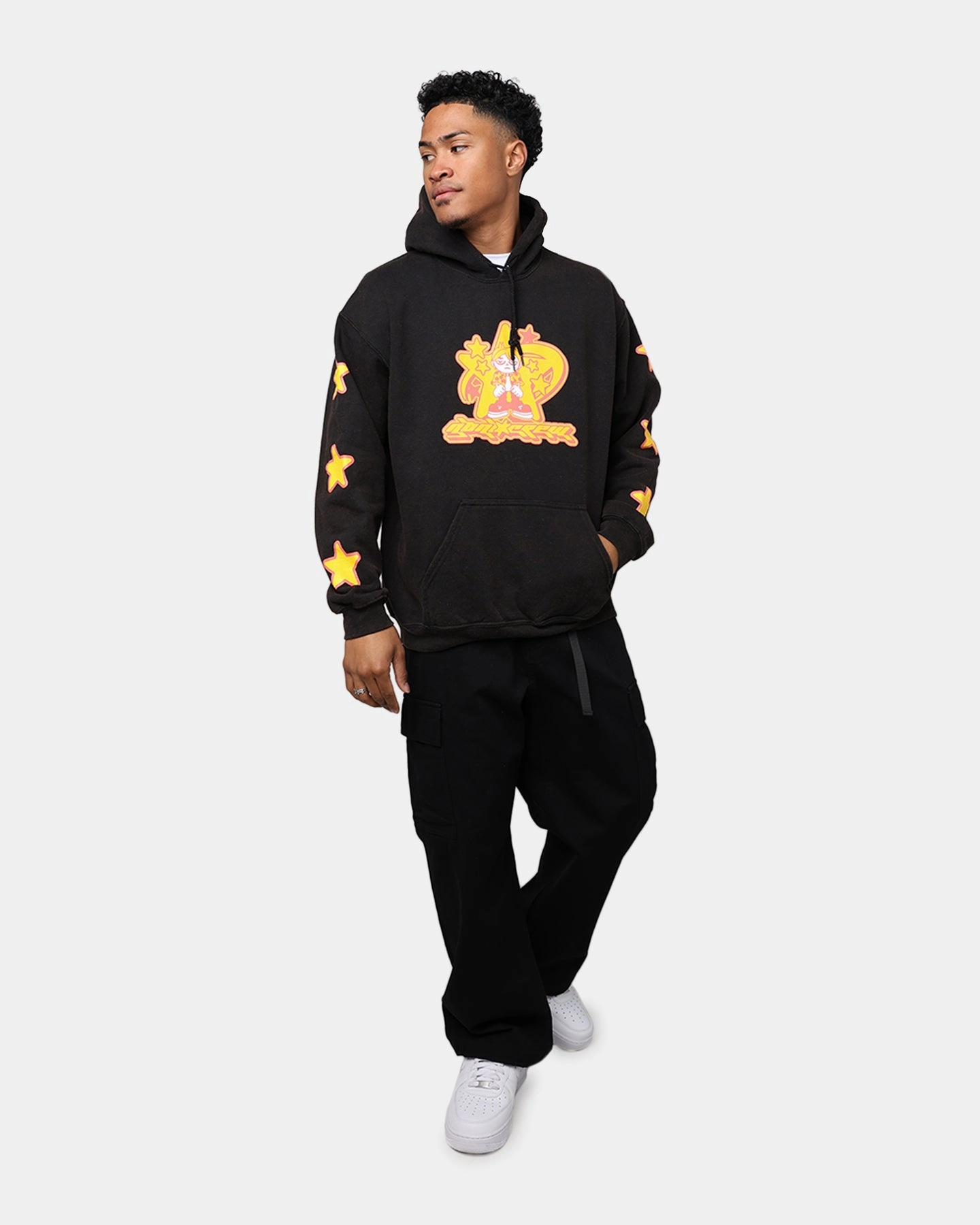 shearling Goat Crew Y2K Star Hoodie Black