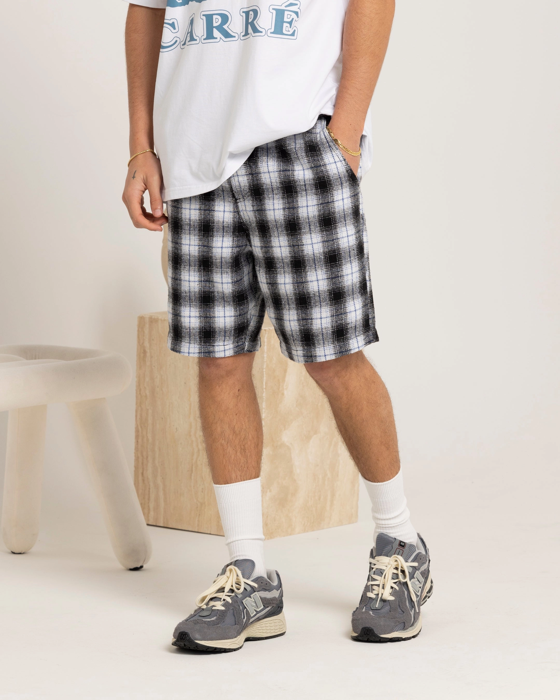 Dynamic Flex Zones soccer uniform Carre Daily Shorts Black Plaid