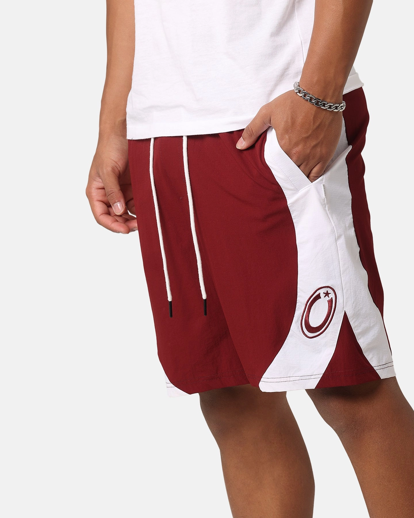 Carre C-Star Warm Up Shorts Maroon/White Clean Stretch Retro Style