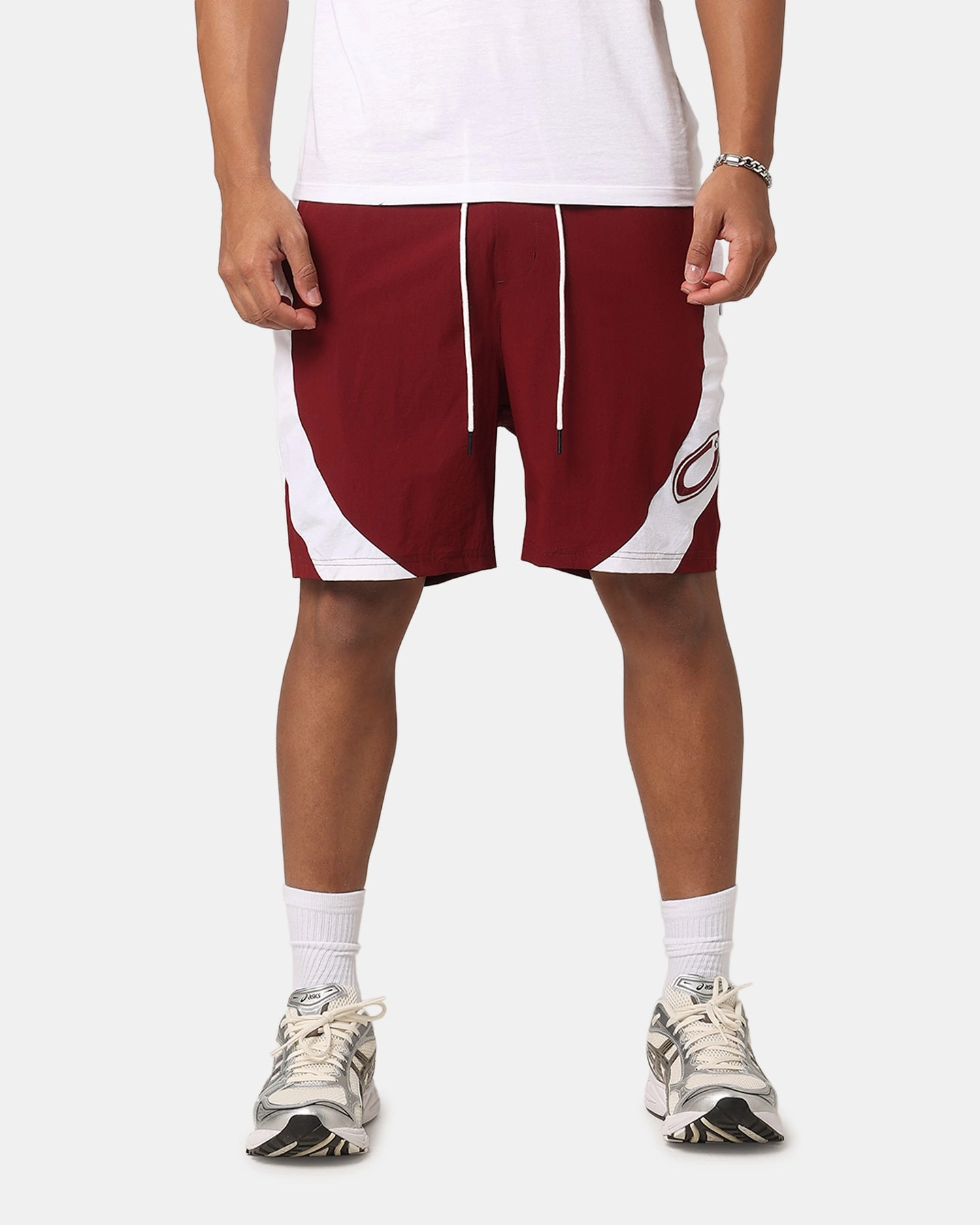 Carre C-Star Warm Up Shorts Maroon/White t shirt