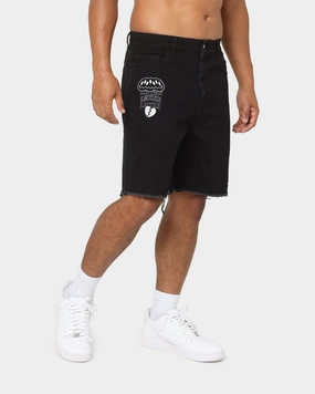 Ventilated Back Panels Light Stretch Loiter Freedom Skate Denim Shorts Black
