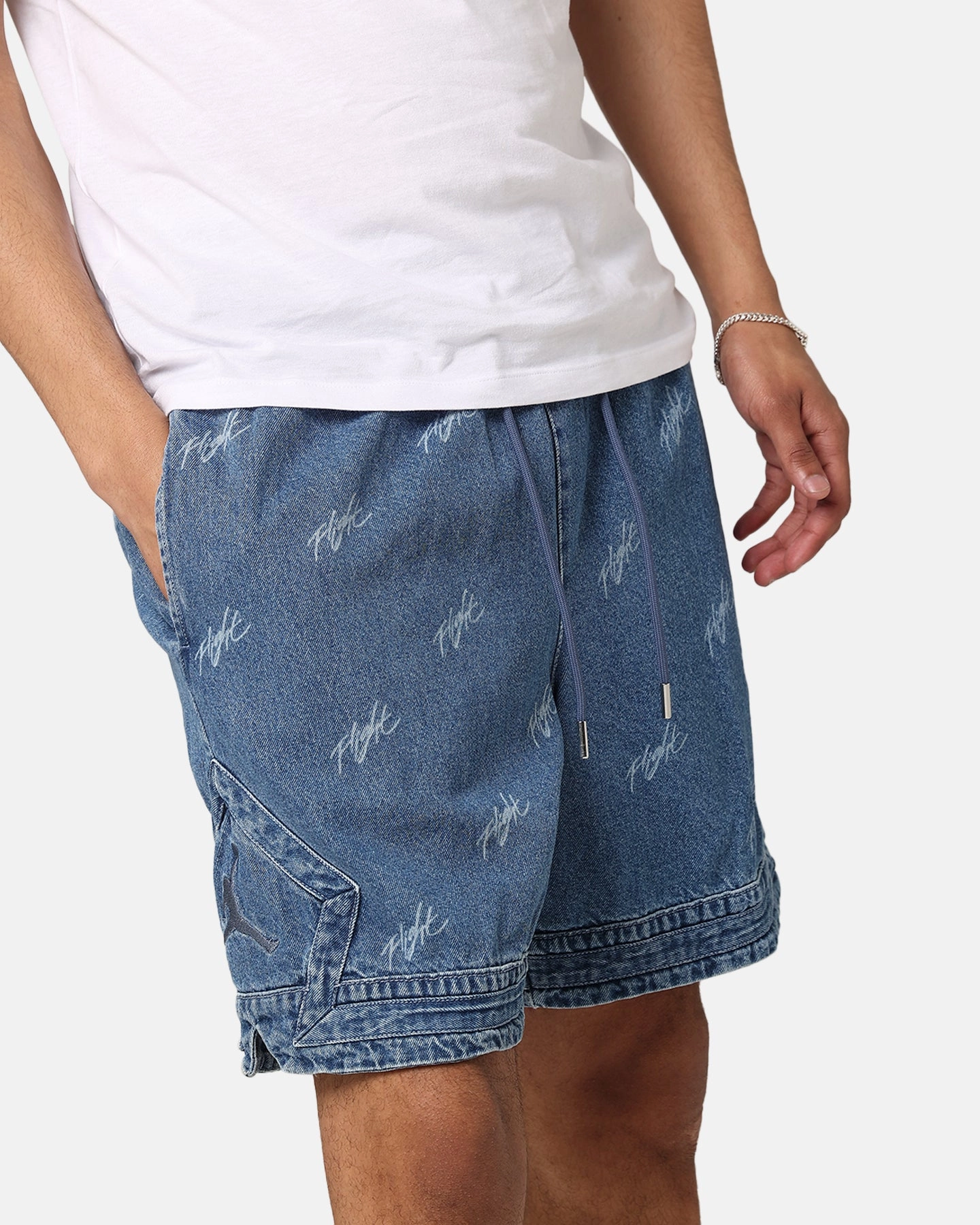 Jordan Air Jordan Deni AOP Shorts Blue Grey Adjustable drawstring Sports use