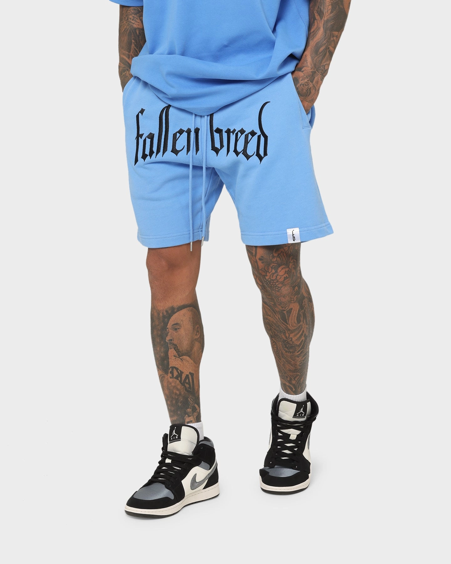 Athletic Cut Fallen Breed Logo Sweat Shorts Carolina Blue