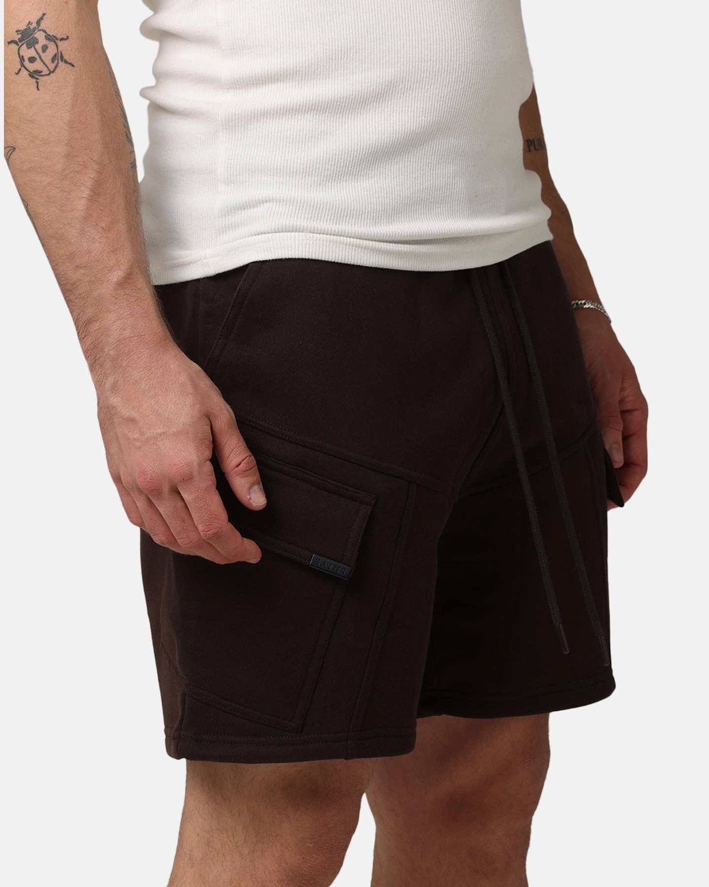 Saint Morta Worldwide Sweat Cargo Shorts Dark Brown school wear