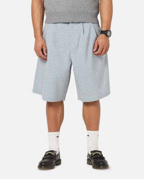 XXIII Baggy Pleated Shorts Blue Check Day Trip Wear Anti Pill Surface