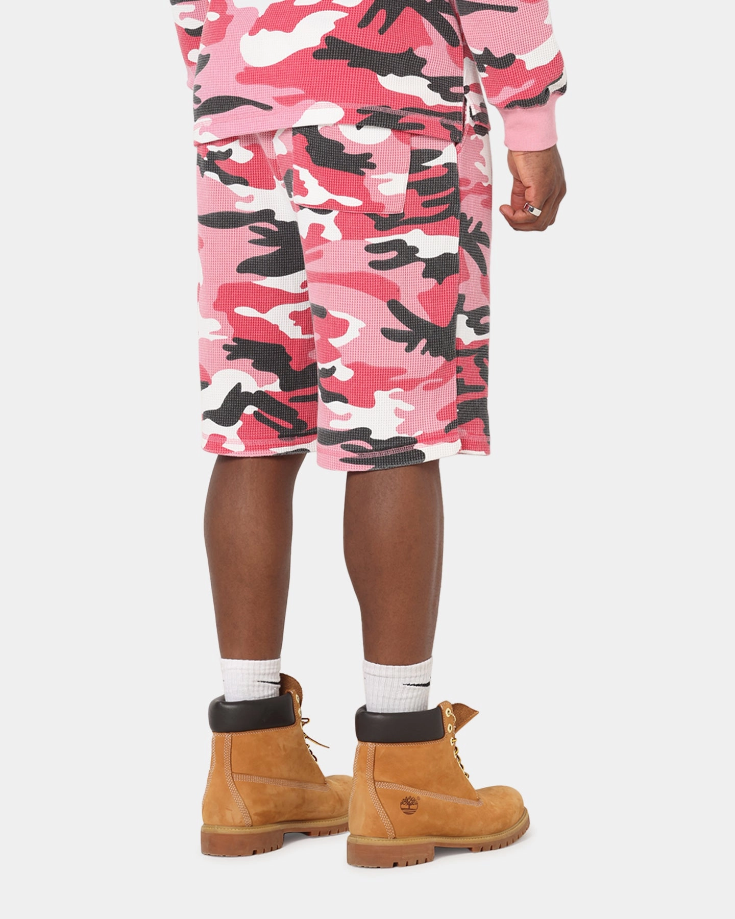 XXIII Printed Thermal Shorts Pink Camo Vegan Leather