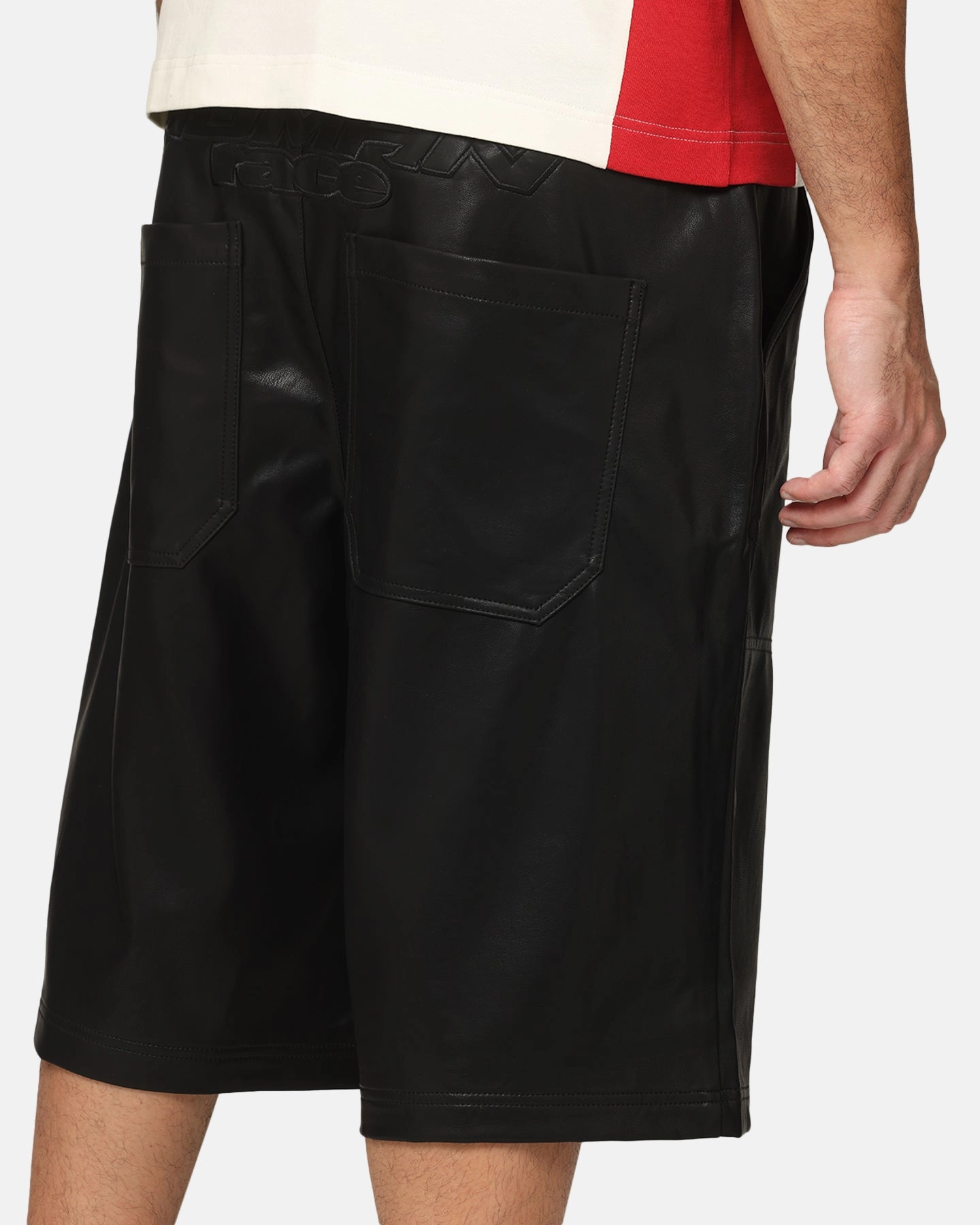 AntiStaticCoating quick dry Loiter Motor PU Leather Shorts Black